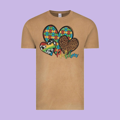 Autism Hearts Leopard Cowhide Vintage Tee Designed By Artiststas