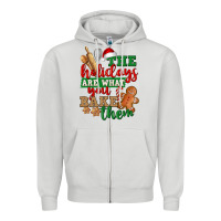 Dove Grey The holidays are what you bake them Zipper Hoodie - NancyCooperArtShop
