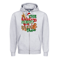 Heather Grey The holidays are what you bake them Zipper Hoodie - NancyCooperArtShop