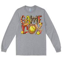 Heather Grey game day softball Long Sleeve Tee - MaliasSmallBusiness