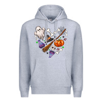 Heather Grey love hallowen Premium Hoodie - NancyCooperArtShop