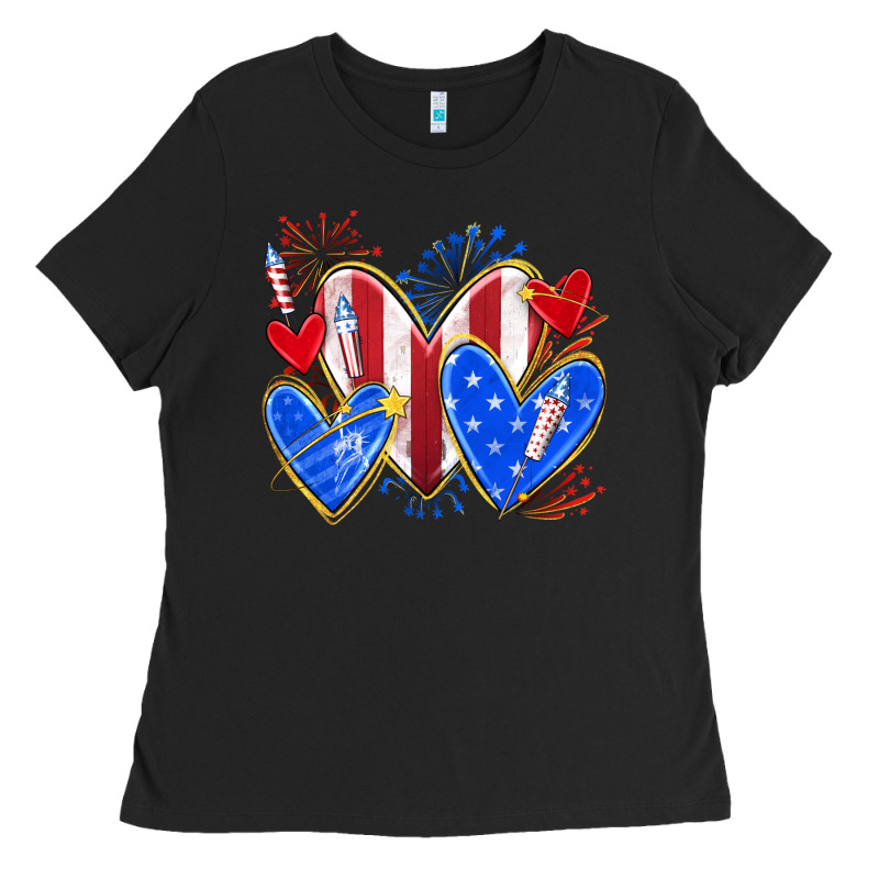 4th Of July Hearts Ladies Tee by texasbilliewilder | Teevron