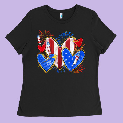 4th Of July Hearts Ladies Tee Designed By Texasbilliewilder