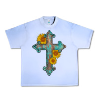 Grape Ice turquoise sunflower cross Urban Heavy Tee - AdoDesignShop