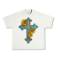 Pistachio turquoise sunflower cross Urban Heavy Tee - AdoDesignShop
