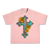 Salmon turquoise sunflower cross Urban Heavy Tee - AdoDesignShop