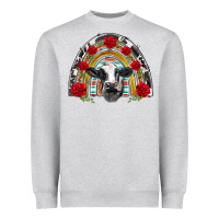 Heather Grey black and white baby cow floral rose rainbow Heavyweight Sweatshirt - BarkalooDesign