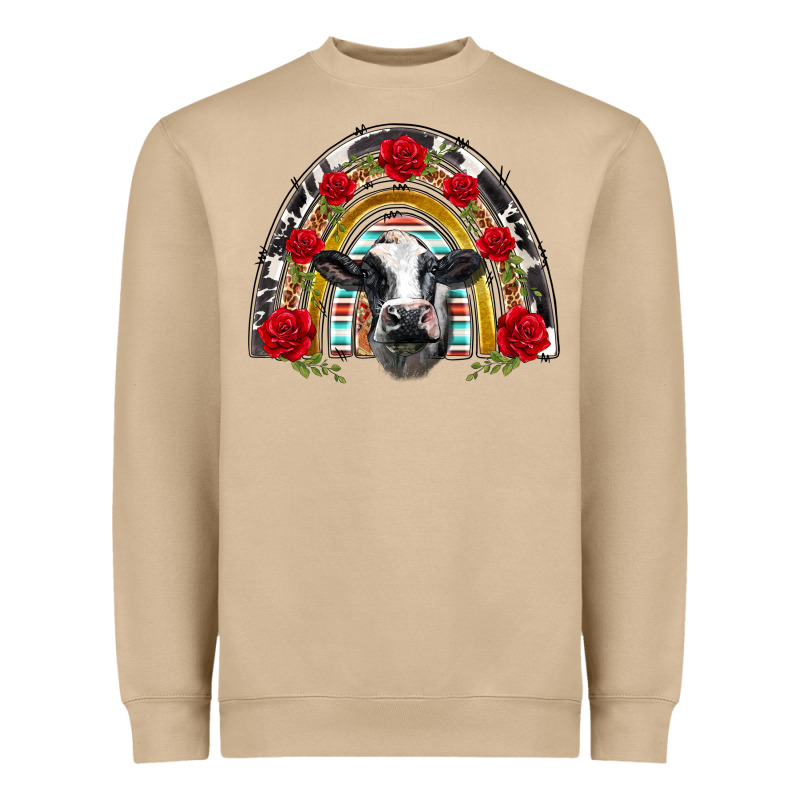 Black And White Baby Cow Floral Rose Rainbow Heavyweight Sweatshirt by BarkalooDesign | Teevron