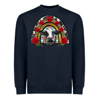 Navy black and white baby cow floral rose rainbow Heavyweight Sweatshirt - BarkalooDesign