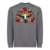 Storm black and white baby cow floral rose rainbow Heavyweight Sweatshirt - BarkalooDesign