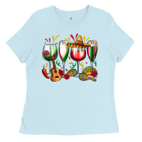 Baby Blue mexico wine glasses Ladies Tee - Zillion Design Studio