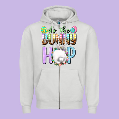 Do The Bunny Hop Zipper Hoodie Designed By Nancycooperartshop