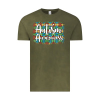 Vintage Olive autism awareness puzzle background Vintage Tee - Artiststas