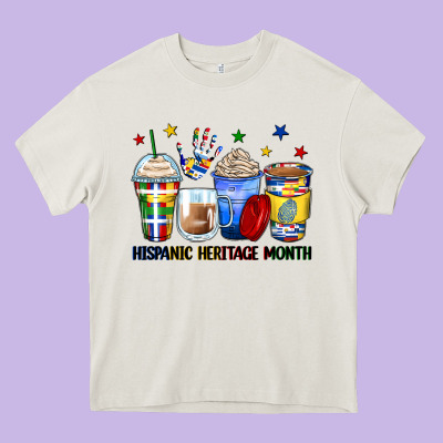 Hispanic Heritage Month Coffee Cups Heavy Core Tee Designed By Zillion Design Studio
