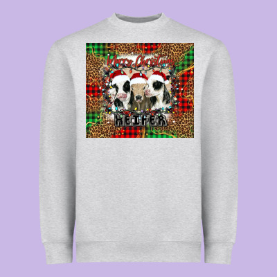 Merry Christmas Heifer Heavyweight Sweatshirt Designed By Jasminsmagicworld