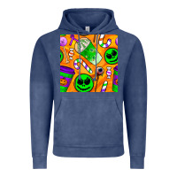 Vintage Denim halloween snacks seamless pattern Vintage Hoodie - BundleAndBundleShop