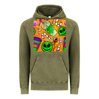 Vintage Olive halloween snacks seamless pattern Vintage Hoodie - BundleAndBundleShop