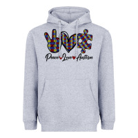 Heather Grey Peace Love Autism Heavyweight Hoodie - Bettercallsaul