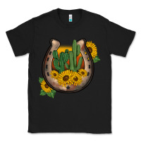 Black western horseshoe sunflower cactus Classic Tee - BarkalooDesign