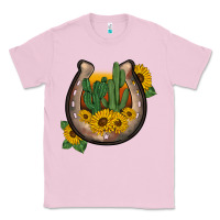 Bubblegum Pink western horseshoe sunflower cactus Classic Tee - BarkalooDesign