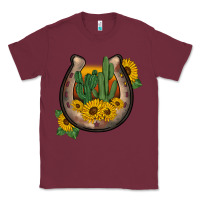 Burgundy western horseshoe sunflower cactus Classic Tee - BarkalooDesign