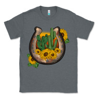 Charcoal Heather western horseshoe sunflower cactus Classic Tee - BarkalooDesign
