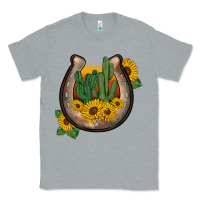 Heather Grey western horseshoe sunflower cactus Classic Tee - BarkalooDesign