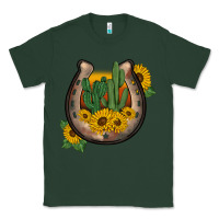 Sports Green western horseshoe sunflower cactus Classic Tee - BarkalooDesign