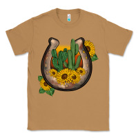 Toasted Coconut western horseshoe sunflower cactus Classic Tee - BarkalooDesign