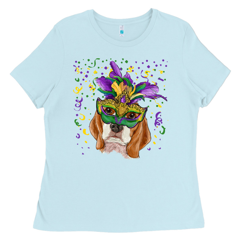 Mardi Gras  Mask Beagle Ladies Tee by RanaPortraitStore | Teevron