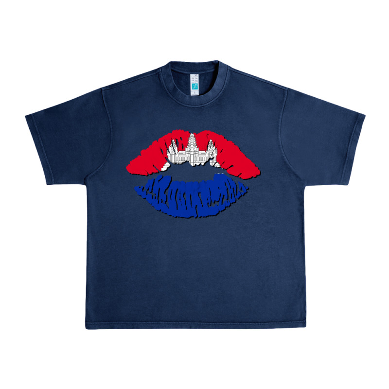 Cambodian Flag Lips Urban Heavy Tee by AdoDesignShop | Teevron