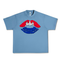 Pebble Blue cambodian flag lips Urban Heavy Tee - AdoDesignShop
