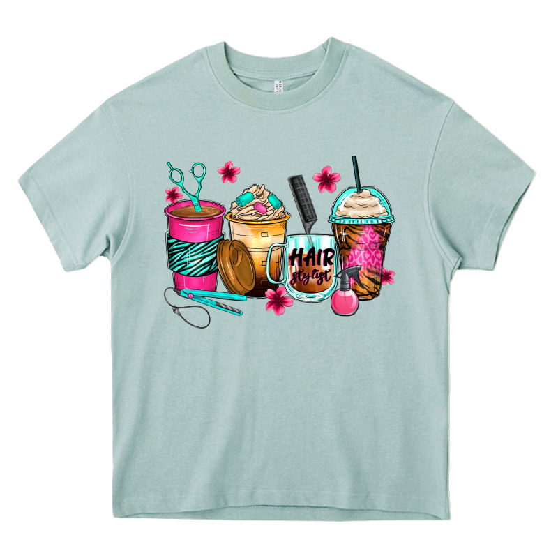 Hairstylist Coffee Cups Heavy Core Tee by Zillion Design Studio | Teevron