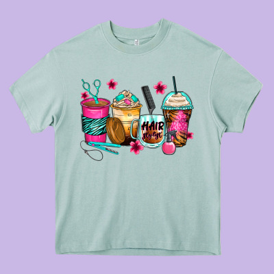 Hairstylist Coffee Cups Heavy Core Tee Designed By Zillion Design Studio