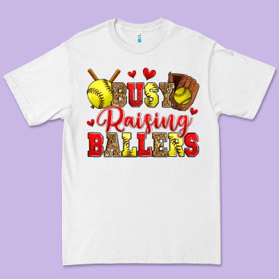 Busy Raising Ballers Softball Premium Tee Designed By Zillion Design Studio