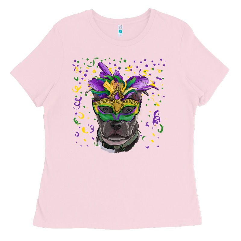 Mardi Gras  Mask Pitbull Ladies Tee by RanaPortraitStore | Teevron