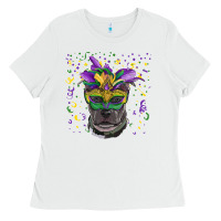 White mardi gras  mask pitbull Ladies Tee - RanaPortraitStore