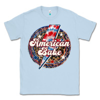 Dusty Blue Western American Babe Patriotic Classic Tee - LillyAllenDesigns