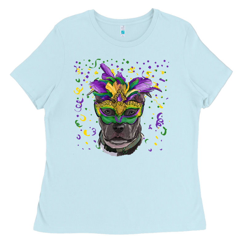 Mardi Gras  Mask Pitbull Ladies Tee by RanaPortraitStore | Teevron
