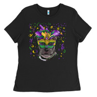 Black mardi gras  mask pitbull Ladies Tee - RanaPortraitStore