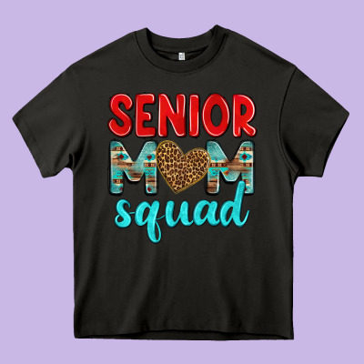 Senior Mom Squad Heavy Core Tee Designed By Texasbilliewilder