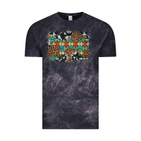 Cloud Black autism awareness leopard cowhide background Vintage Tee - Artiststas