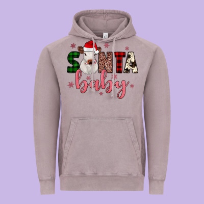 Santa Baby Cow Vintage Hoodie Designed By Jahusdesignshop