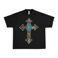 Black turquoise cross Urban Heavy Tee - AdoDesignShop