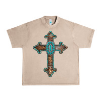 French Oak turquoise cross Urban Heavy Tee - AdoDesignShop