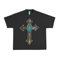 Pigment Black turquoise cross Urban Heavy Tee - AdoDesignShop