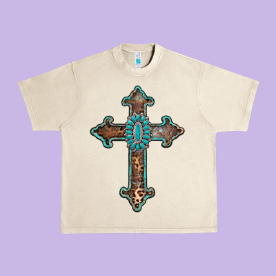 Turquoise Cross Urban Heavy Tee Designed By Adodesignshop