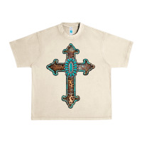 Sandshell turquoise cross Urban Heavy Tee - AdoDesignShop
