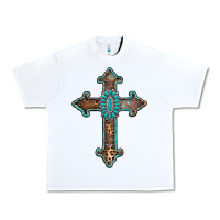 White turquoise cross Urban Heavy Tee - AdoDesignShop