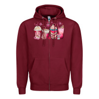 Burgundy christmas debbie cake white coffee cups Zipper Hoodie - MaliasSmallBusiness